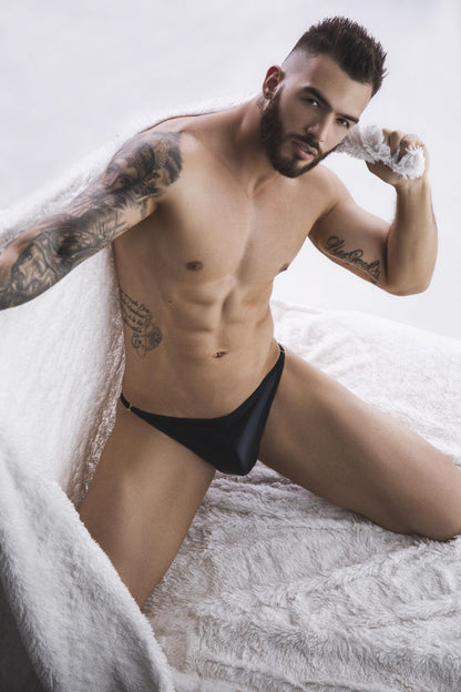 Black satin Pikante PIK 1014 Salerno briefs with a sleek smooth texture and subtle sheen