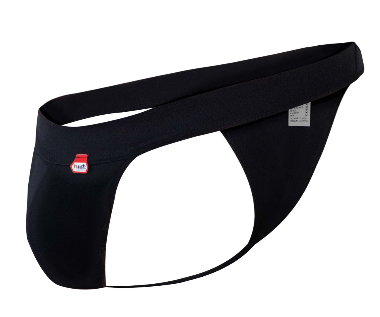 Black pikante PIK 1024X terni thongs with a red logo patch on the left hip designed for comfort and style