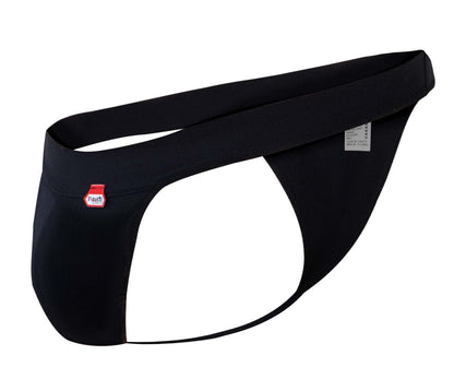 Black pikante PIK 1024X terni thongs with a red logo patch on the left hip designed for comfort and style