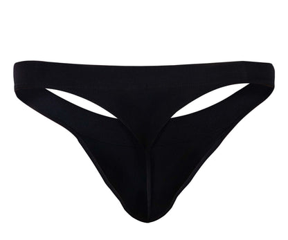 Black pikante PIK 1024X Terni thong made of stretchy fabric with a smooth minimalist design shown from the back