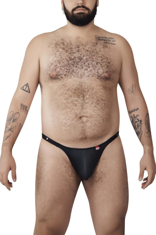 Black Pikante PIK 1025X Perusa thong with a small red logo on the side shown from the back side