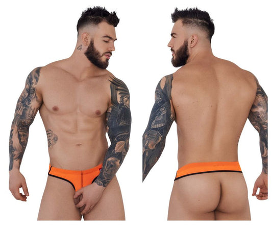 Bright orange pikante pik 1278 sonar ball lifter athletic briefs with black trim for active support and comfort
