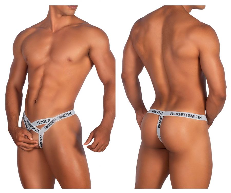 White roger smith thong rs067 with black lettering designed for comfortable everyday wear