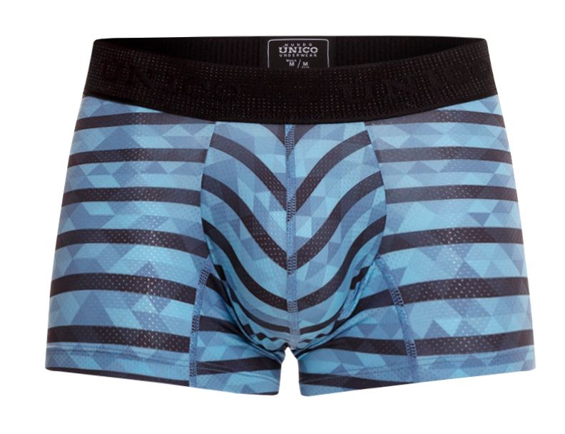 Blue and black geometric-patterned unico 23050100116 espectaculo trunks men’s boxer briefs with black waistband