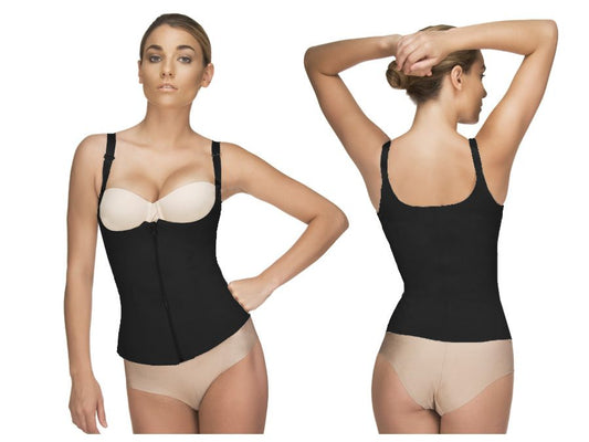 Black Vedette 400 Felice underbust waist cincher corset with adjustable straps and front zipper closure