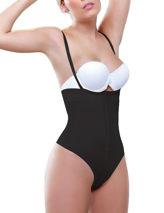 Vedette 905 Anastasia black strapless waist nipper with thin straps and smooth form-fitting body shaper design