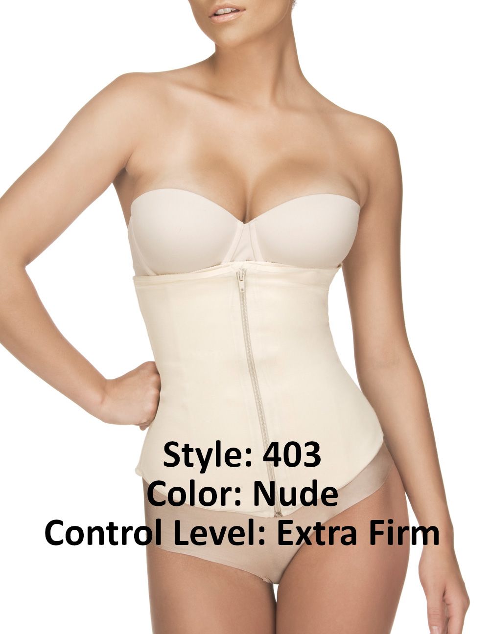 Vedette 403 Gigi Serre-Taille avec Fermeture Éclair Couleur Nude