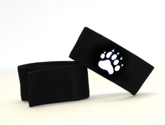 Wildmant fetish max cock ring bear black felt wristband with white embroidered paw print design
