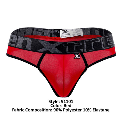 Red xc extreme microfiber thong with black and gray patterned waistband from Xtremen 91101 micro thongs collection