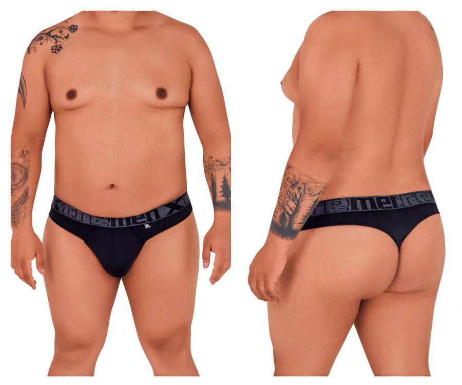 Black men’s Xtremen 91101X microfiber briefs with gray logo band and x emblem on the front in black color