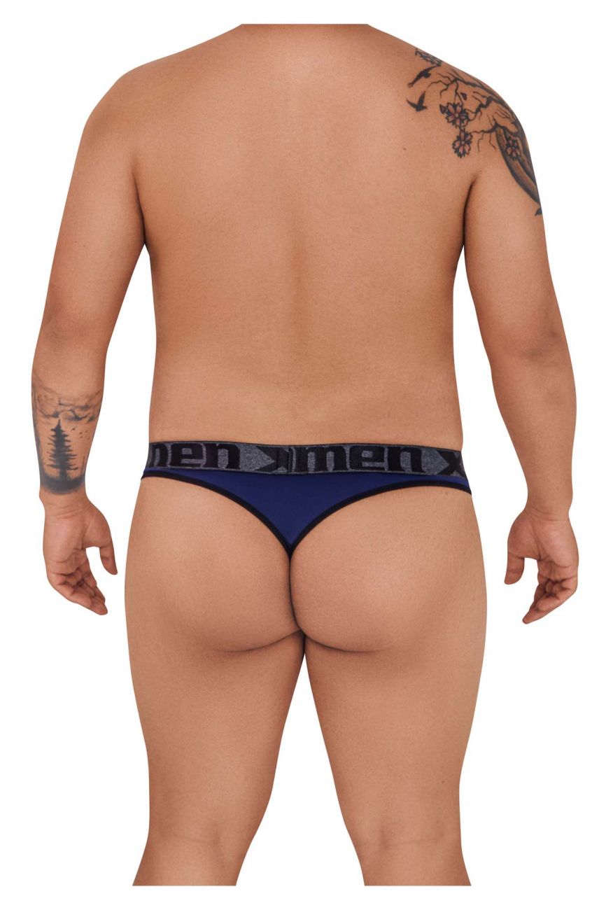 Navy blue xtremen 91101x microfiber men’s briefs with black waistband and white men branding on the front