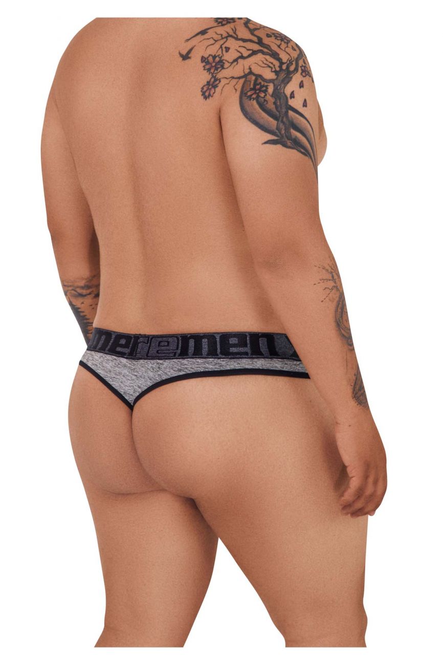 Gray and black patterned men’s briefs microfiber with bold repeating meiemen logo waistband xtremen 91101x jaspers gray