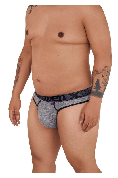 Gray heathered xtremen 91101x microfiber men’s briefs with black x-tech waistband in jasper gray color