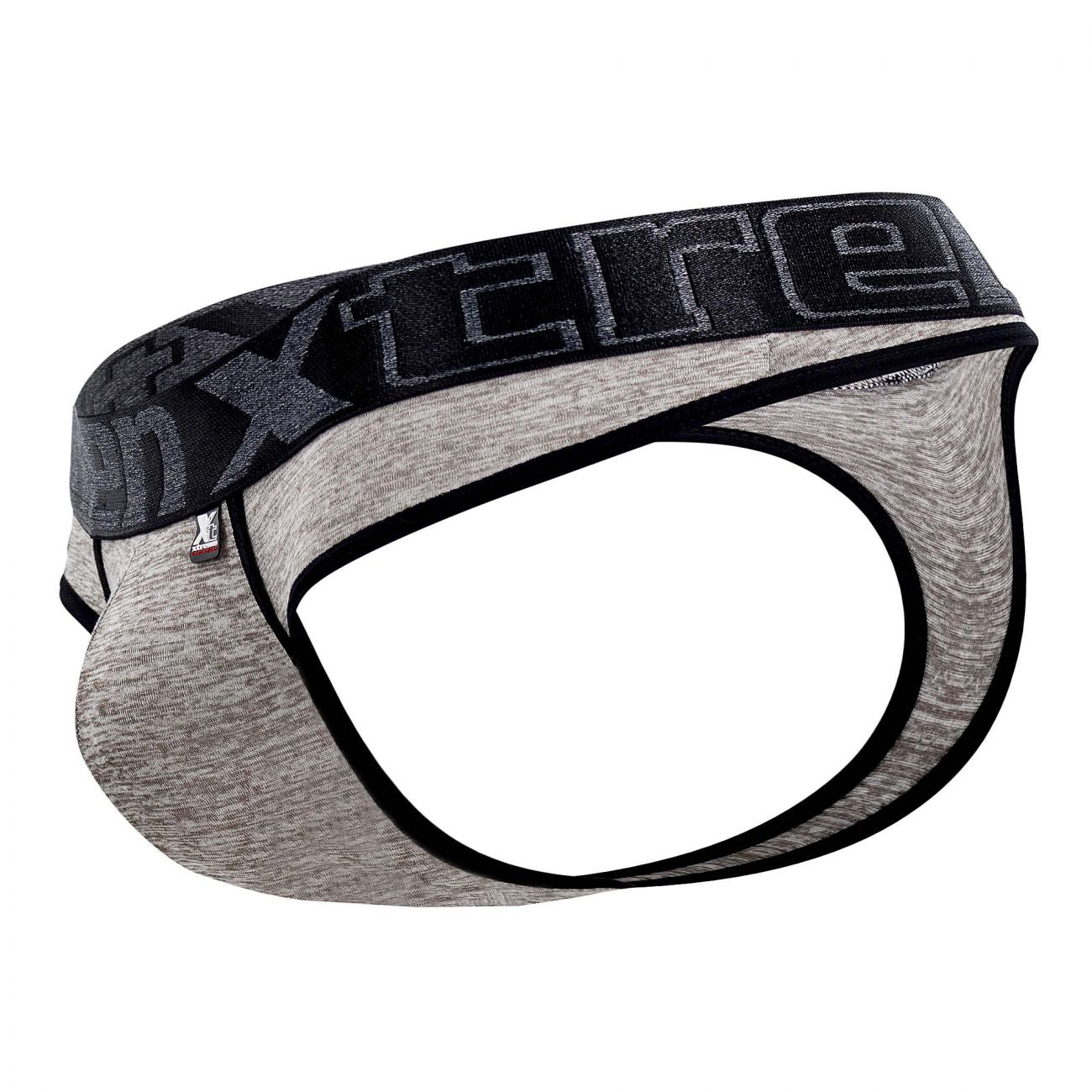Gray heathered xtremen 91101x microfiber briefs with black elastic waistband and gray xtreme logo