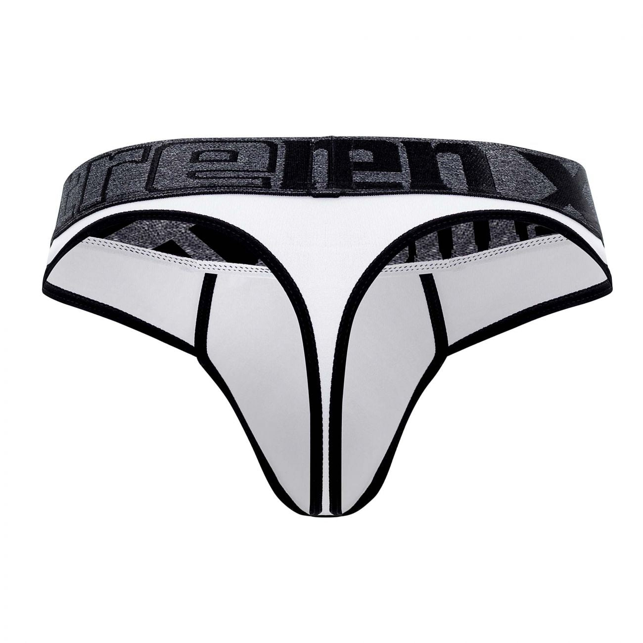White and black Xtremen 91101X microfiber athletic briefs with textured gray Reebok logo waistband