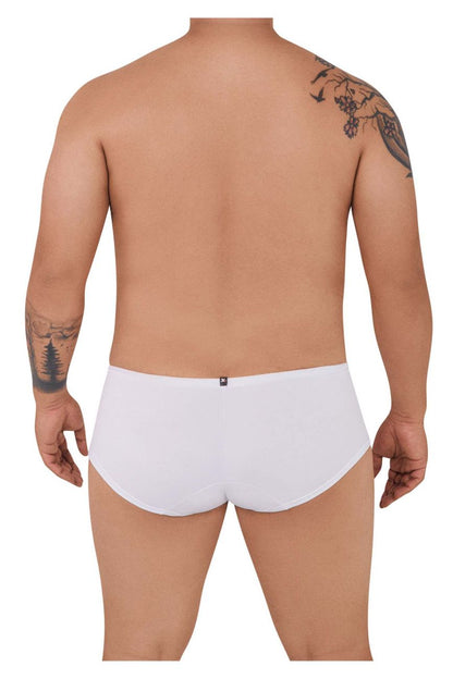 White microfiber xtremen 91103x trunks with a small black logo on the waistband front view