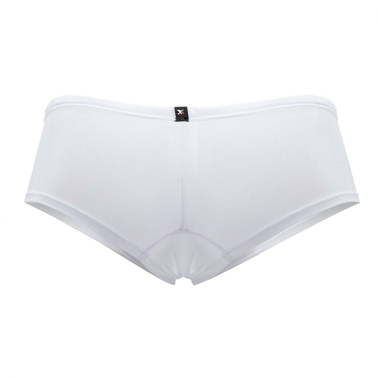 Xtremen 91103x white microfiber trunks with a subtle sheen and a small black brand tag at the waistband