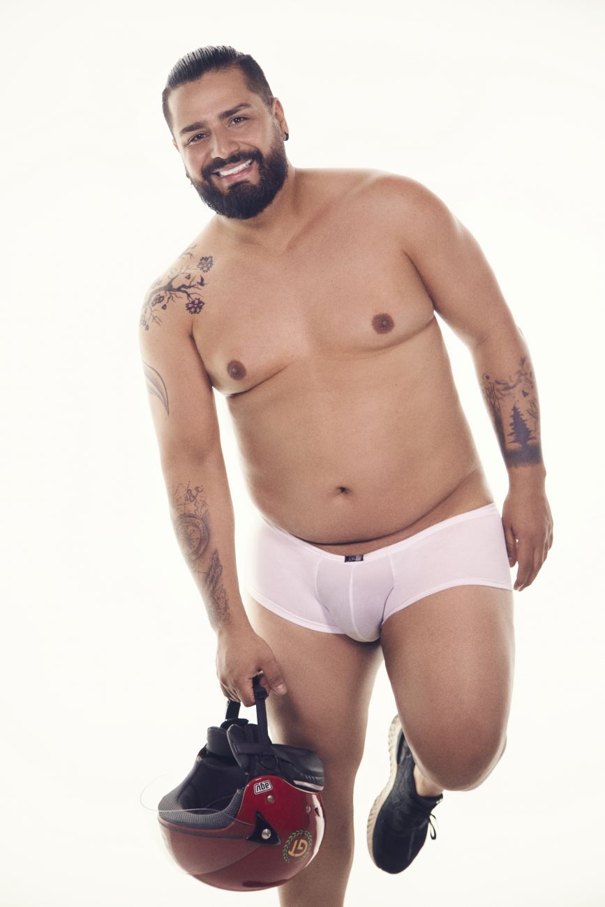 White microfiber briefs with a small black logo on the waistband from xtremen 91103x microfiber trunks collection