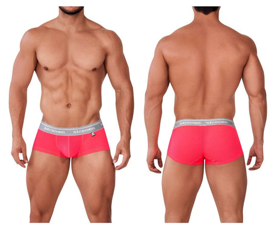 Xtremen 91158 capriati trunks bright pink mesh briefs with silver xtremen branded waistband for men