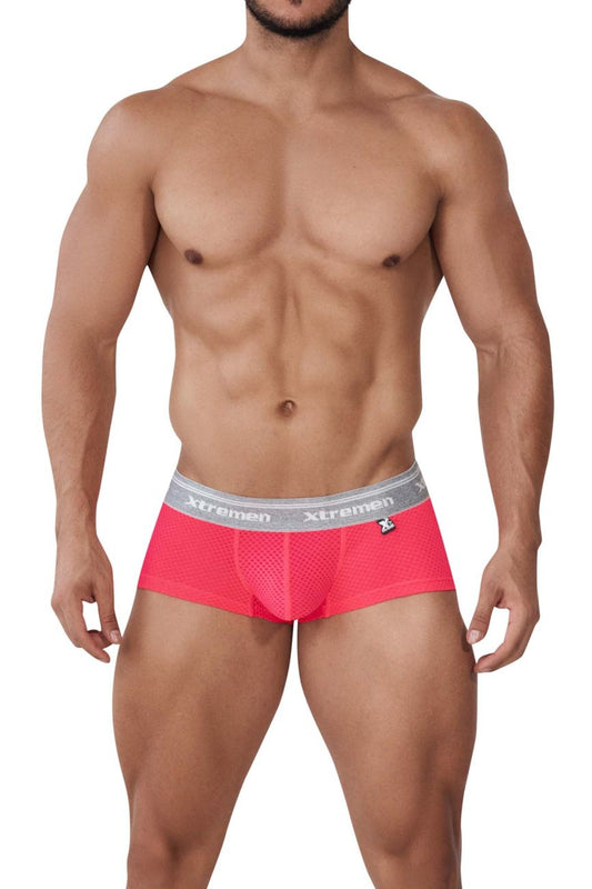 Xtremen 91158 Capriati bright pink mesh men’s briefs with gray waistband featuring Xtremen logo and brand name